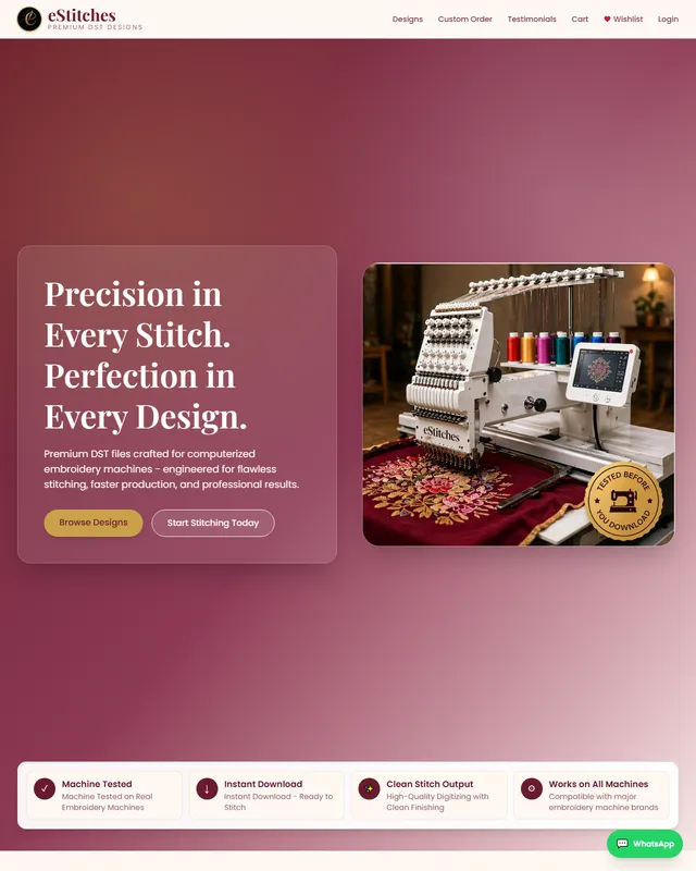 eStitches website designed by WebSamrat