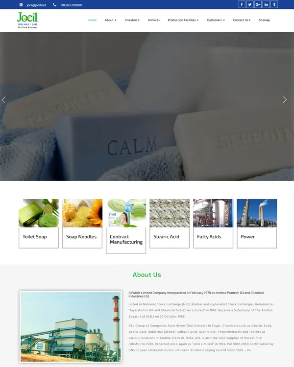 Jocil Limited website designed by WebSamrat Technologies