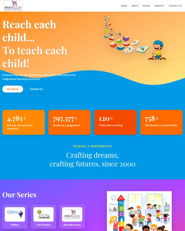 Max Muller Education website designed by WebSamrat