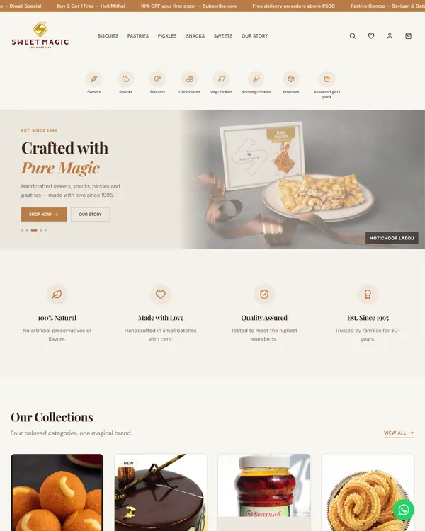 Sweet Magic website designed by WebSamrat Technologies